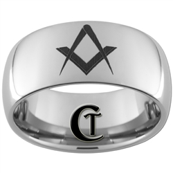 10mm Dome Tungsten Carbide Masonic Design