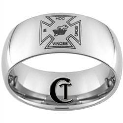 10mm Dome Tungsten Carbide Masonic Cross Design