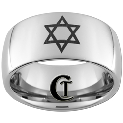 10mm Dome Tungsten Carbide Jewish Design
