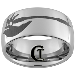 10mm Dome Tungsten Carbide Warhammer Ax Design Ring.