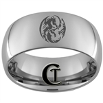 10mm Dome Tungsten Carbide Dragon Yin Yang Design Ring.