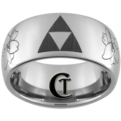 10mm Dome Tungsten Carbide Zelda flower Design