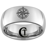 10mm Dome Tungsten Carbide Compass Rose Design Ring.