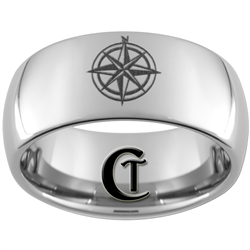 10mm Dome Tungsten Carbide Compass Rose Design Ring.