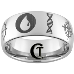 10mm Dome Tungsten Carbide Custom Symbols Design Ring.