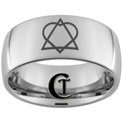 10mm Dome Tungsten Carbide Adoption Symbol Design Ring.