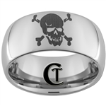 10mm Dome Tungsten Carbide Skull and Cross Bones Design