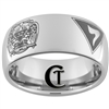 10mm Dome Tungsten Carbide Masonic 32nd Degree Yod Deity's Triangle Shriners Design Ring.