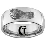 10mm Dome Tungsten Carbide Baby Footprints Design Ring.