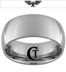 10mm Dome Tungsten Carbide Warhammer 40K Double Aquila Eagle  Design Ring.