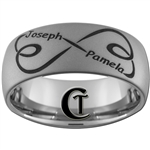 Build Your Own Custom 10mm Dome Tungsten Carbide Diamond Matte Finish Infinity Names Design Ring