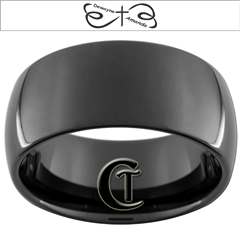 Custom 10mm Black Dome Tungsten Carbide Polished Finish Infinity Names Design Ring