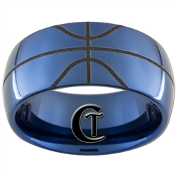 10mm Dome Blue Tungsten Carbide Basketball Design