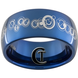 10mm Blue Dome Tungsten Carbide Doctor Who Gallifreyan-Together Forever Through Time and Space Design