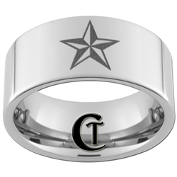 10mm Pipe Tungsten Carbide Texas Star Design Ring.