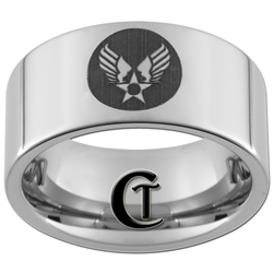 10mm Pipe Tungsten Carbide U.S. Army Air Force Patch Design Ring.