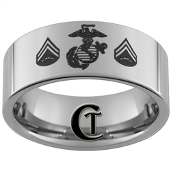 10mm Pipe Tungsten Carbide Marines Corporal Design Ring.