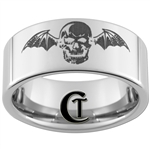 10mm Pipe Tungsten Carbide Skull with Bat Wings Design Ring.