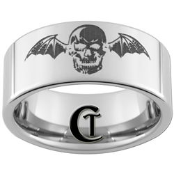 10mm Pipe Tungsten Carbide Skull with Bat Wings Design Ring.