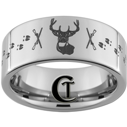 10mm Pipe Tungsten Carbide Deer Rifle Tracks Hunting Ring Design