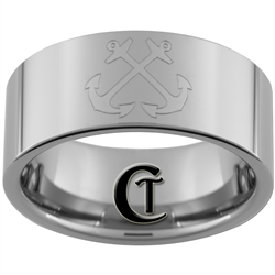 10mm Pipe Tungsten Carbide NAVY Anchor Design Ring.