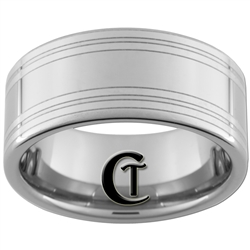 10mm Pipe Tungsten Carbide Lasered Lines Ring Design