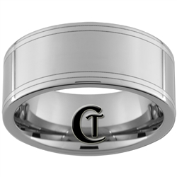 10mm Pipe Tungsten Carbide Lasered Lines Ring Design