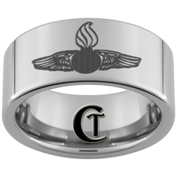 10mm Pipe Tungsten Carbide Navy Enlisted Rating Insignia Aviation Ordnanceman IYAOYAS Design Ring.
