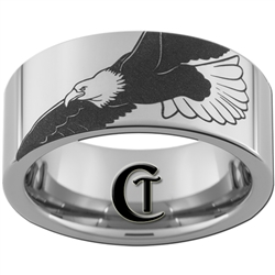 10mm Pipe Tungsten Carbide Military American Bald Eagle Design Ring.