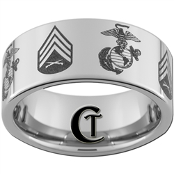 10mm Pipe Tungsten Carbide Multiple Marines Symbol & Sergeant Rank Design.