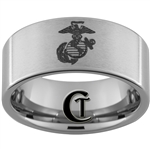 10mm Pipe Tungsten Carbide Satin Finish Marines Eagle, Globe & Anchor Design Ring.