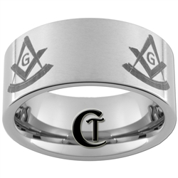 10mm Pipe Tungsten Carbide Masonic Design