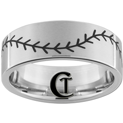 10mm Pipe Tungsten Carbide Satin Finish Baseball Stich Ring Design