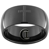 11mm Black Dome Tungsten Carbide Black Lasered Cross Design