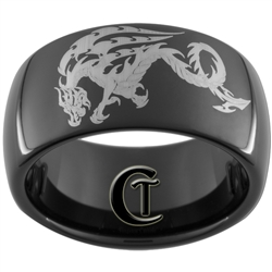 11mm Black Dome Tungsten Carbide Dragon Design