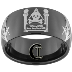 11mm Black Dome Tungsten Carbide Masonic Pillars Design