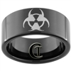 11mm Black Pipe Tungsten Carbide Biohazard Radioactive Design