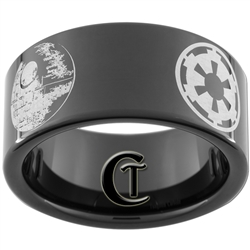 11mm Black Pipe Tungsten Carbide Star Wars Design