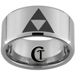 12mm Beveled Tungsten Carbide Zelda Design