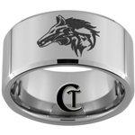 12mm Beveled Tungsten Carbide Wolf Design Ring.