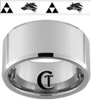 12mm Beveled Tungsten Legend of Zelda Twilight Princess Wolf Design Ring.
