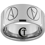 12mm Beveled Tungsten Carbide Atheist Design