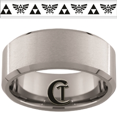 12mm Beveled Tungsten Carbide Zelda Design