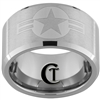 12mm Tungsten Carbide Beveled Satin Finish Navy Aviator and Air Force Star Roundel Symbols Ring.