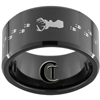 12mm Black Beveled Tungsten Carbide Buck Hunting Deer Tracks Design