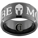 12mm Black Beveled Tungsten Carbide Military Molon Labe Design Ring.