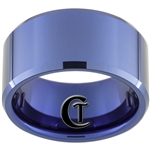 12mm Blue Beveled Tungsten Carbide Ring