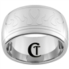 12mm Dome Tungsten Carbide Band Flames Design