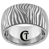 12mm Dome Tungsten Carbide Band Zebra Design