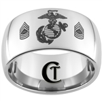 12mm Dome Tungsten Carbide Marines & Master Sergeant Rank Design.